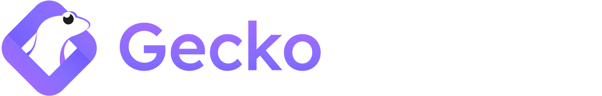 Logo of Gecko, featuring a cartoon gecko inside a purple diamond, with the word 