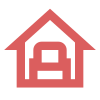 Une maison rouge avec la lettre a à l'intérieur.