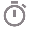 Une icône d'horloge grise avec un carré au milieu sur un fond blanc.