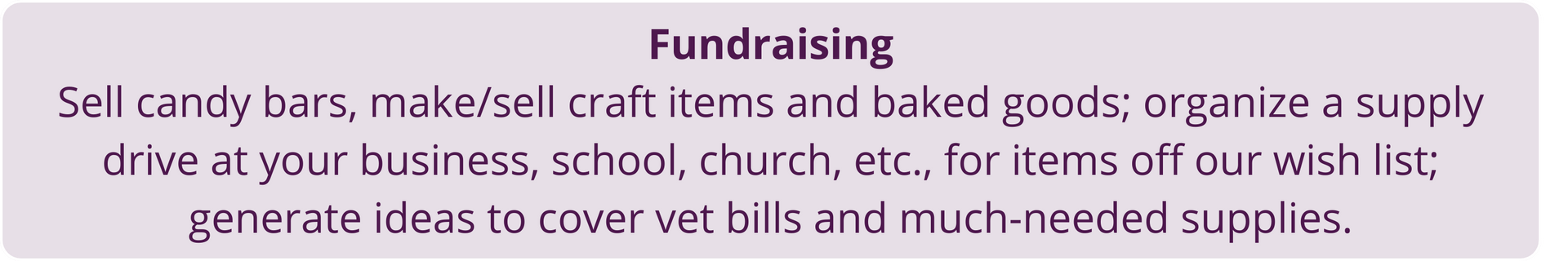 Text slide titled “Fundraising” with ideas for selling candy bars, crafts, baked goods, and other items.