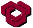 Maroon 3D hexagonal logo with a white center cutout