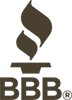 BBB logo with brown torch icon above bold black “BBB” letters on a white background
