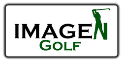 IMAGEN Golf logo with black text and a green golfer silhouette