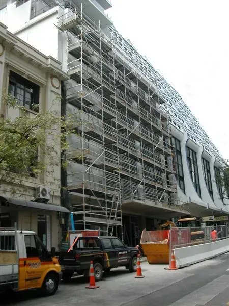 A high scaffold on a building under construction