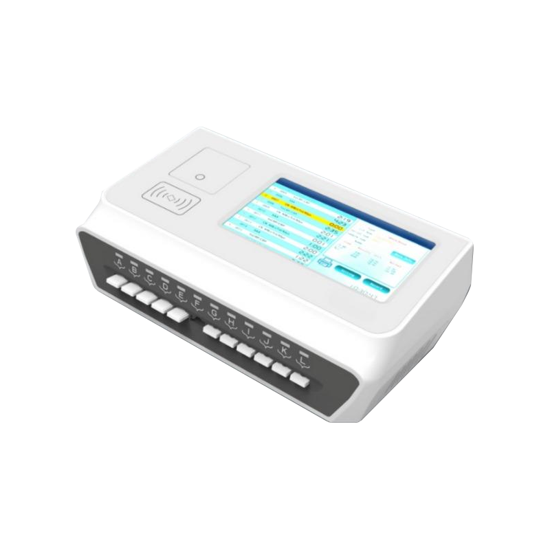 Dispositivo elettronico bianco con display touchscreen e tastiera frontale.