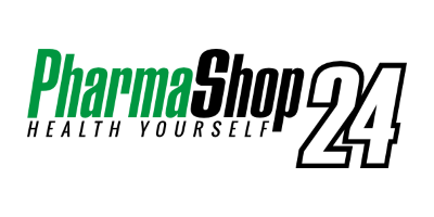 Logo di PharmaShop24 in verde e nero con lo slogan 
