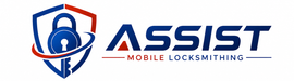 ASSIST logo with blue shield icon and red text, plus “Mobile Locksmithing” tagline on white background