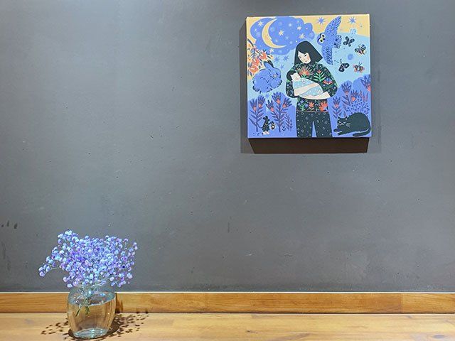 Photo block on wall