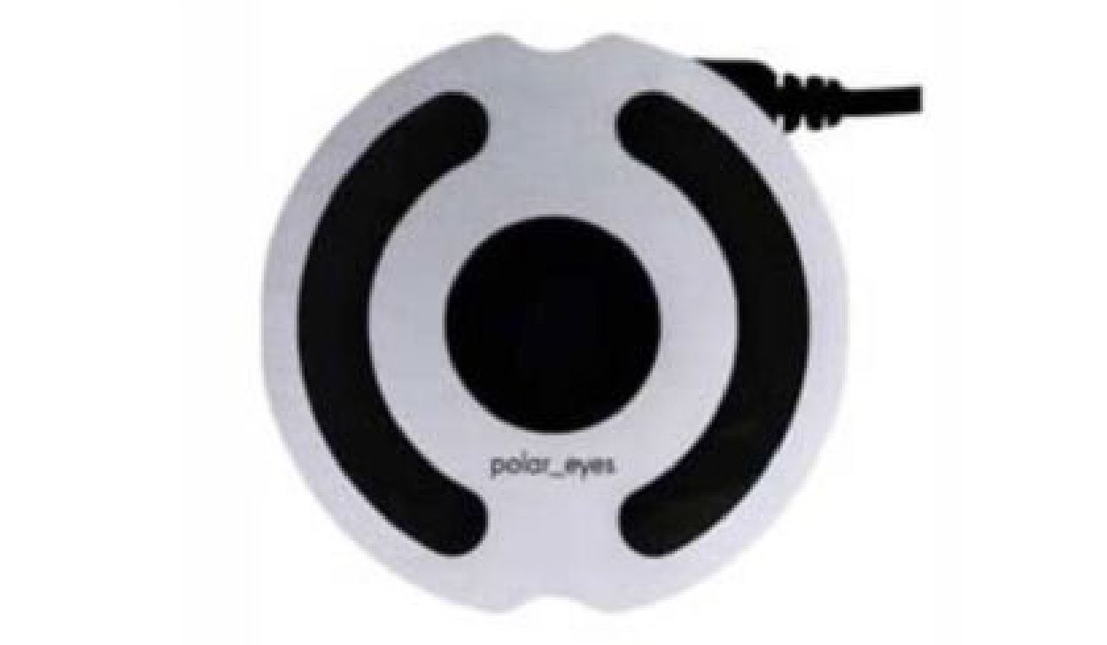 A white circle with a black circle in the middle that says polar eyes
