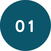A blue circle with the number one inside of it.