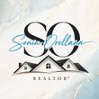 Real estate logo with blue script name over black SO monogram and house roofline, “REALTOR” below