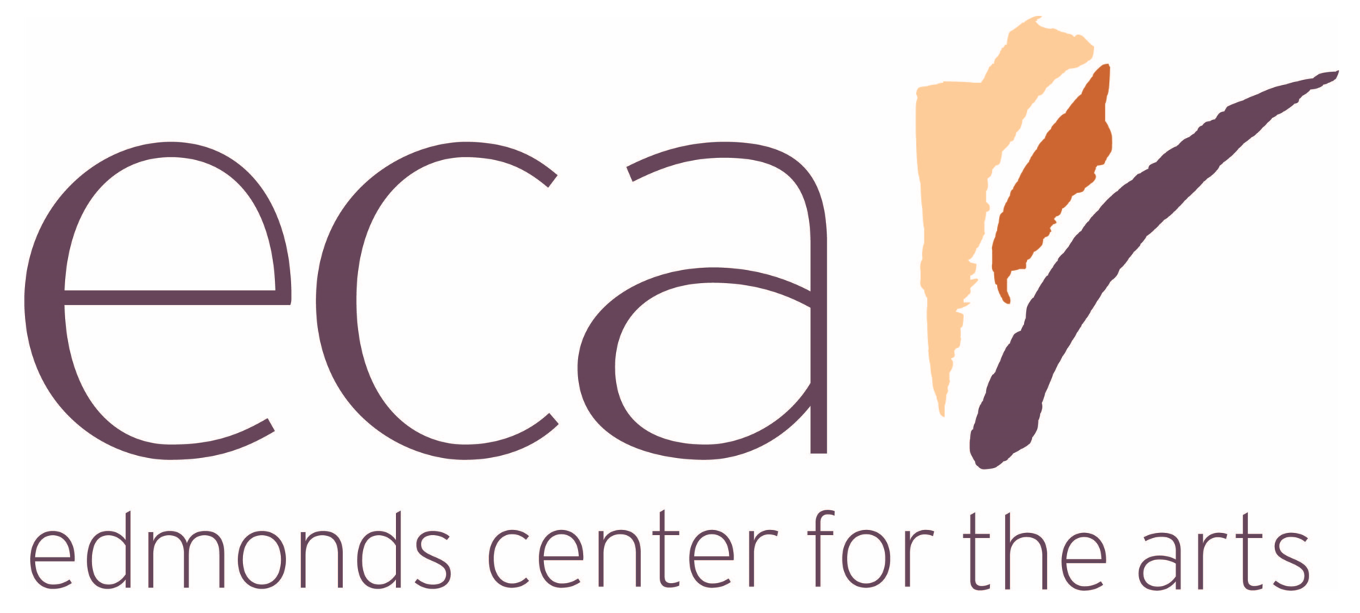 The logo for the edmonds center for the arts is purple and orange.