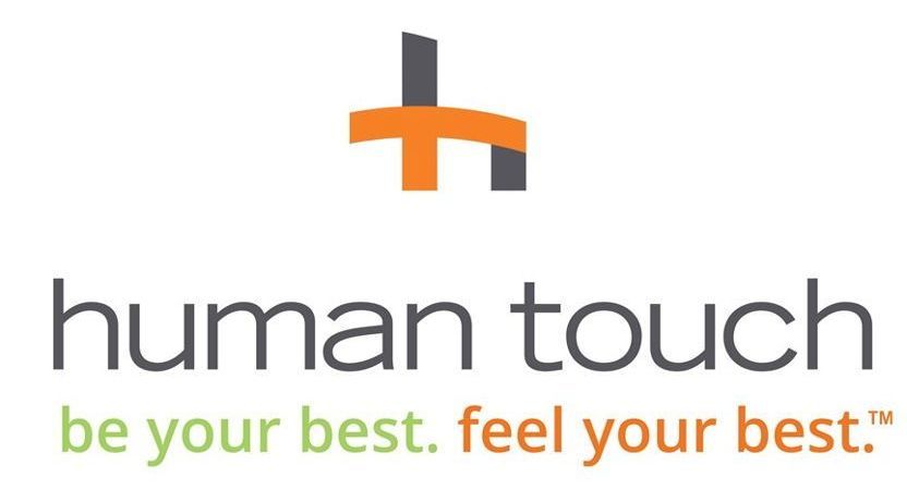 A logo for human touch that says `` be your best , feel your best . ''