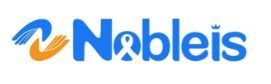 A blue and orange logo for nobleis on a white background