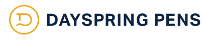 A dayspring pens logo with a circle around it on a white background.