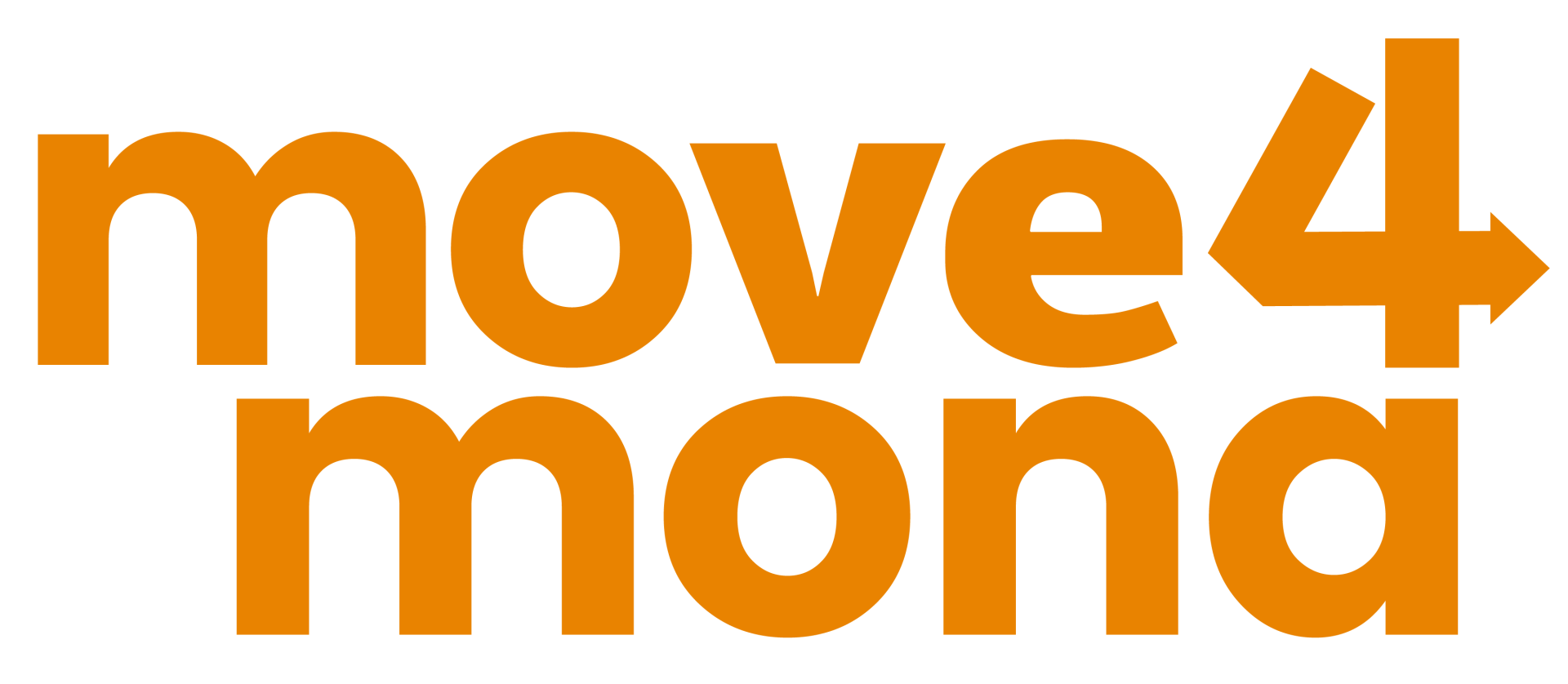 A logo for move4monda with a white background