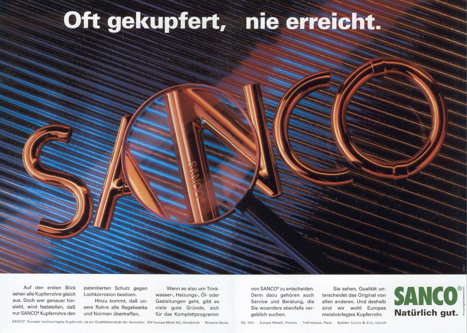 Eine Werbung für Sanco in einer Fremdsprache