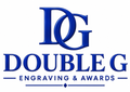 Blue &ldquo;DG&rdquo; logo with the text &ldquo;DOUBLE G ENGRAVING & AWARDS&rdquo; underneath