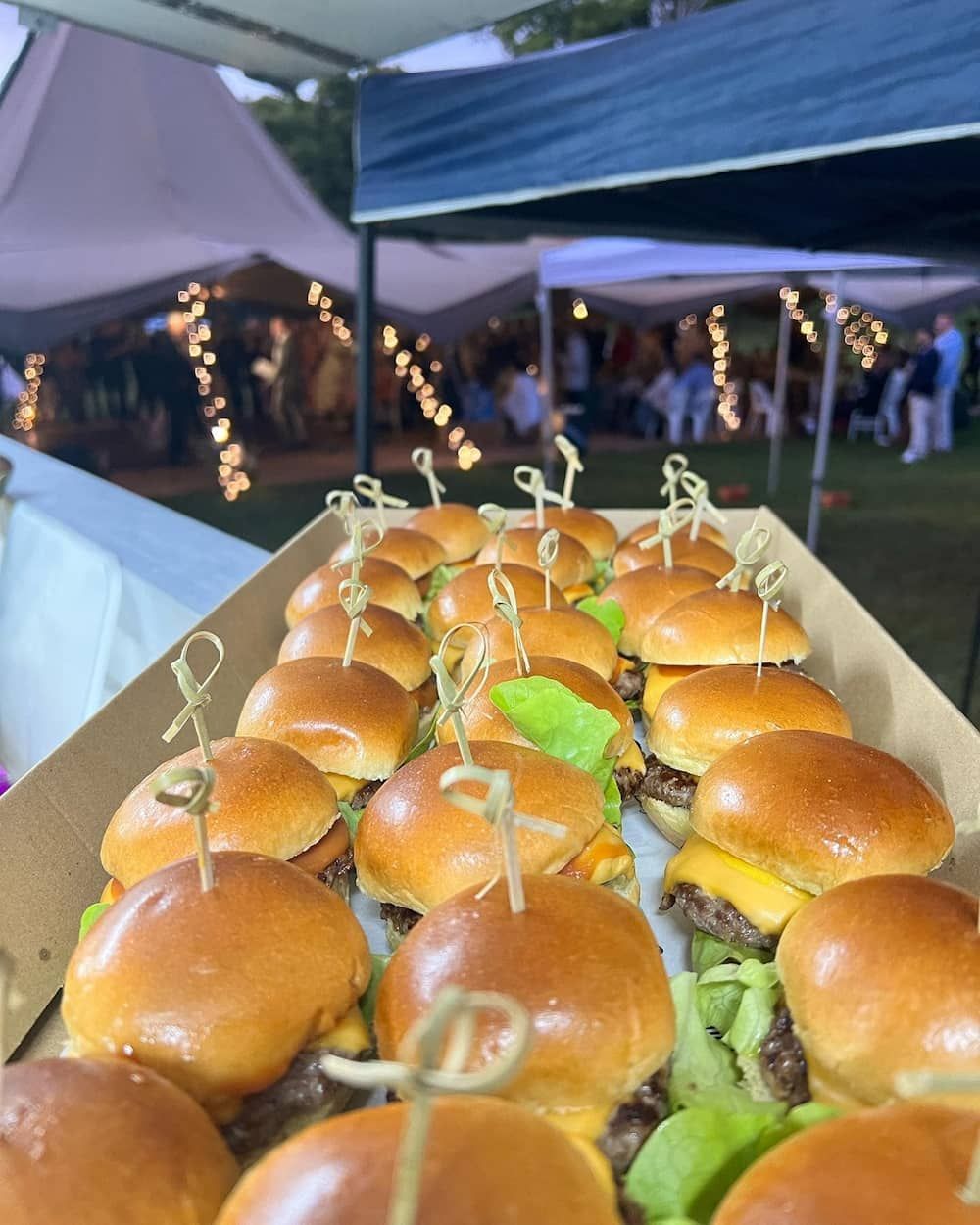 A Tray of Sliders With Toothpicks in Them — Coastal Catering in North Avoca, NSW