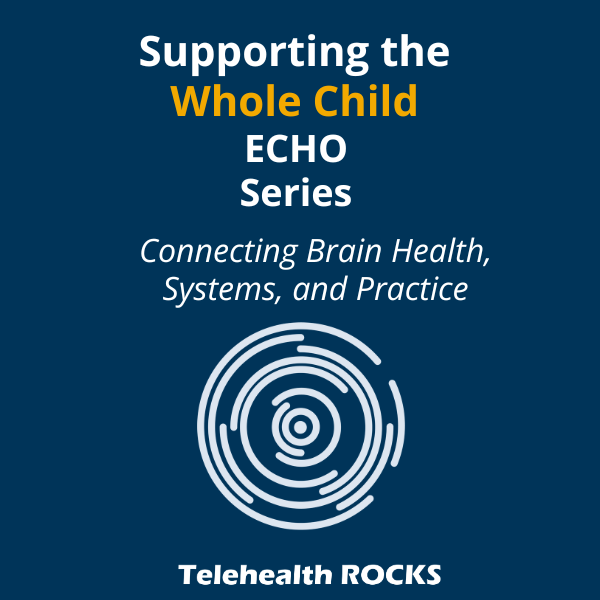 Promotional graphic for a Telehealth ROCKS webinar titled