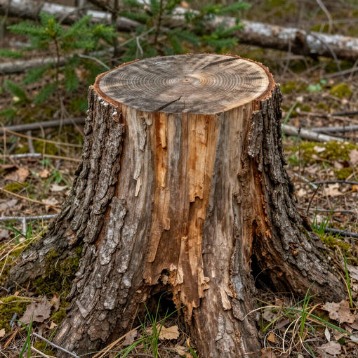 Person operating a chainsaw to cut a log outdoors, with wood chips flying.
