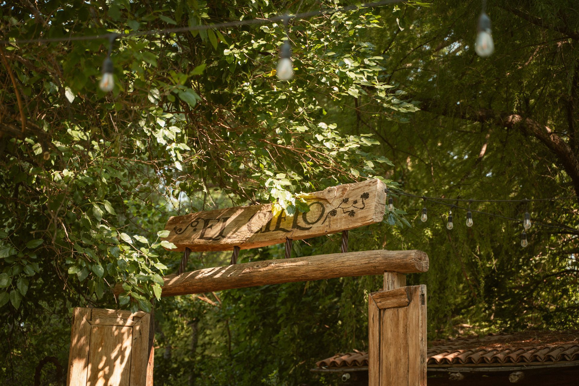 Rustic wooden sign with the word 