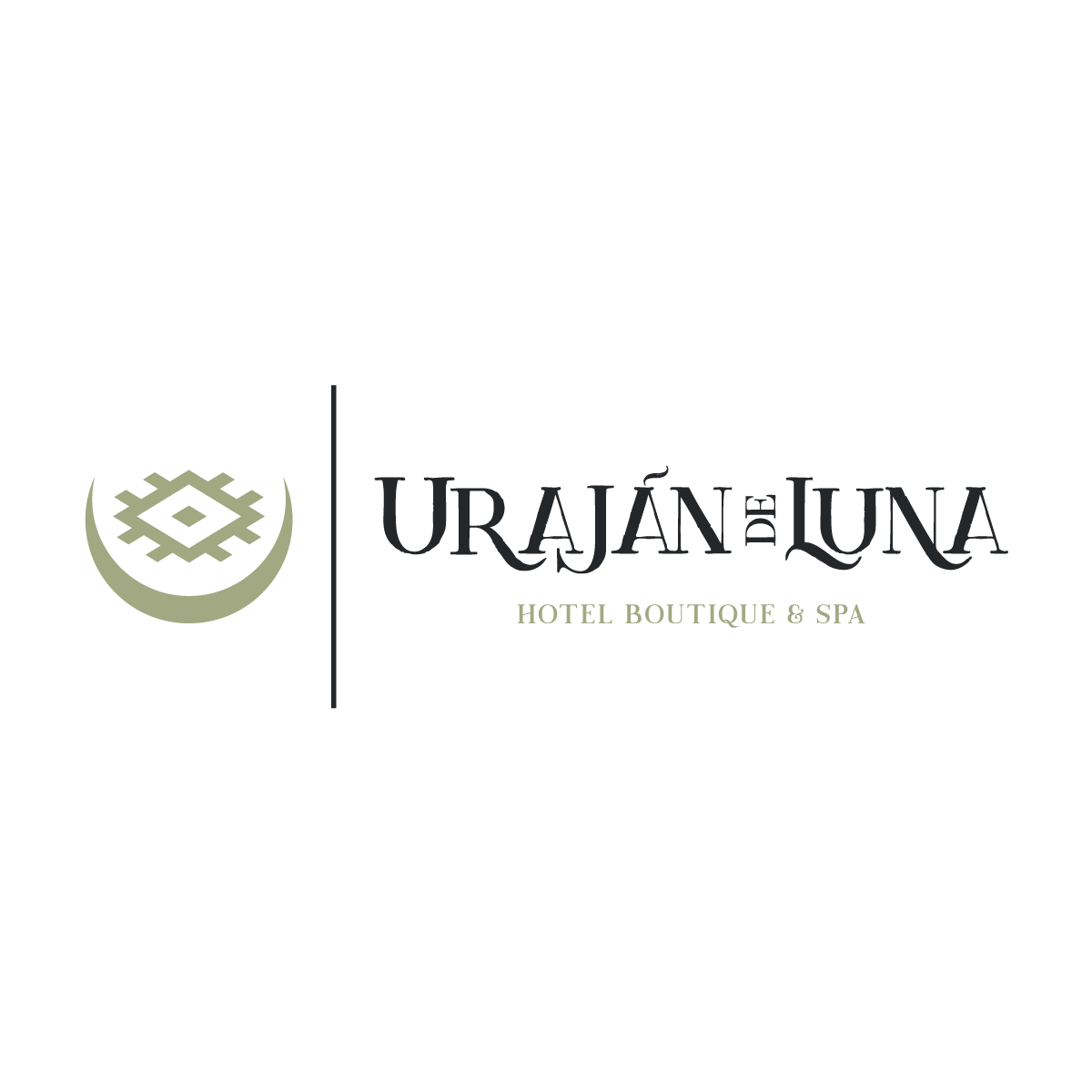 Logotipo del Uraján de Luna Hotel Boutique & Spa, que incluye un símbolo y texto.