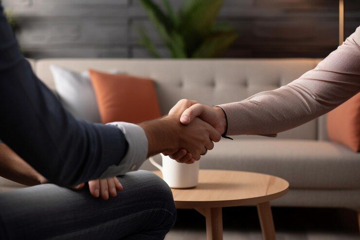 Two people are shaking hands
