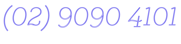 The numbers 02 9090 4101 is written in blue on a white background