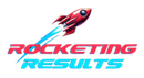 Rocketing Results logo with red rocket and blue-red text