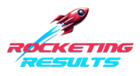 Rocketing Results logo with red rocket and blue-red text