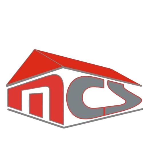 Red and gray stylized house logo with the letters “MC” on a white background