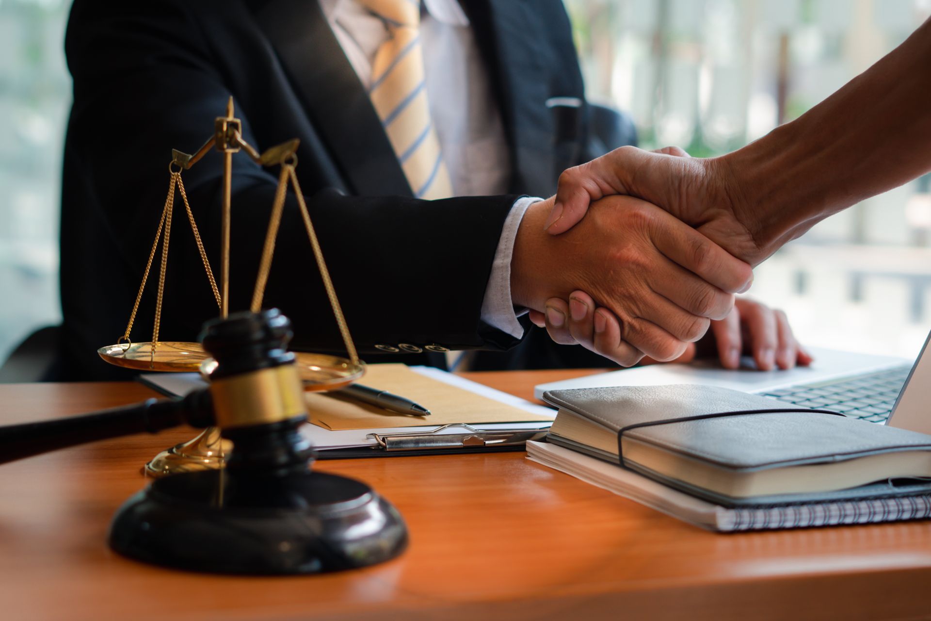 Two people are shaking hands.