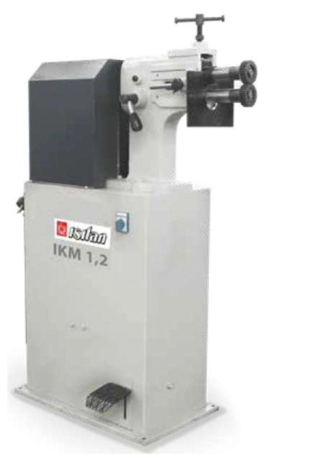 A machine is sitting on top of a white box.