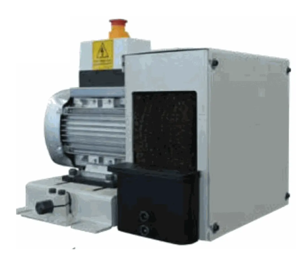 A white box with a motor on top of it.
