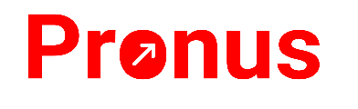 The word pronus is in red letters on a white background.
