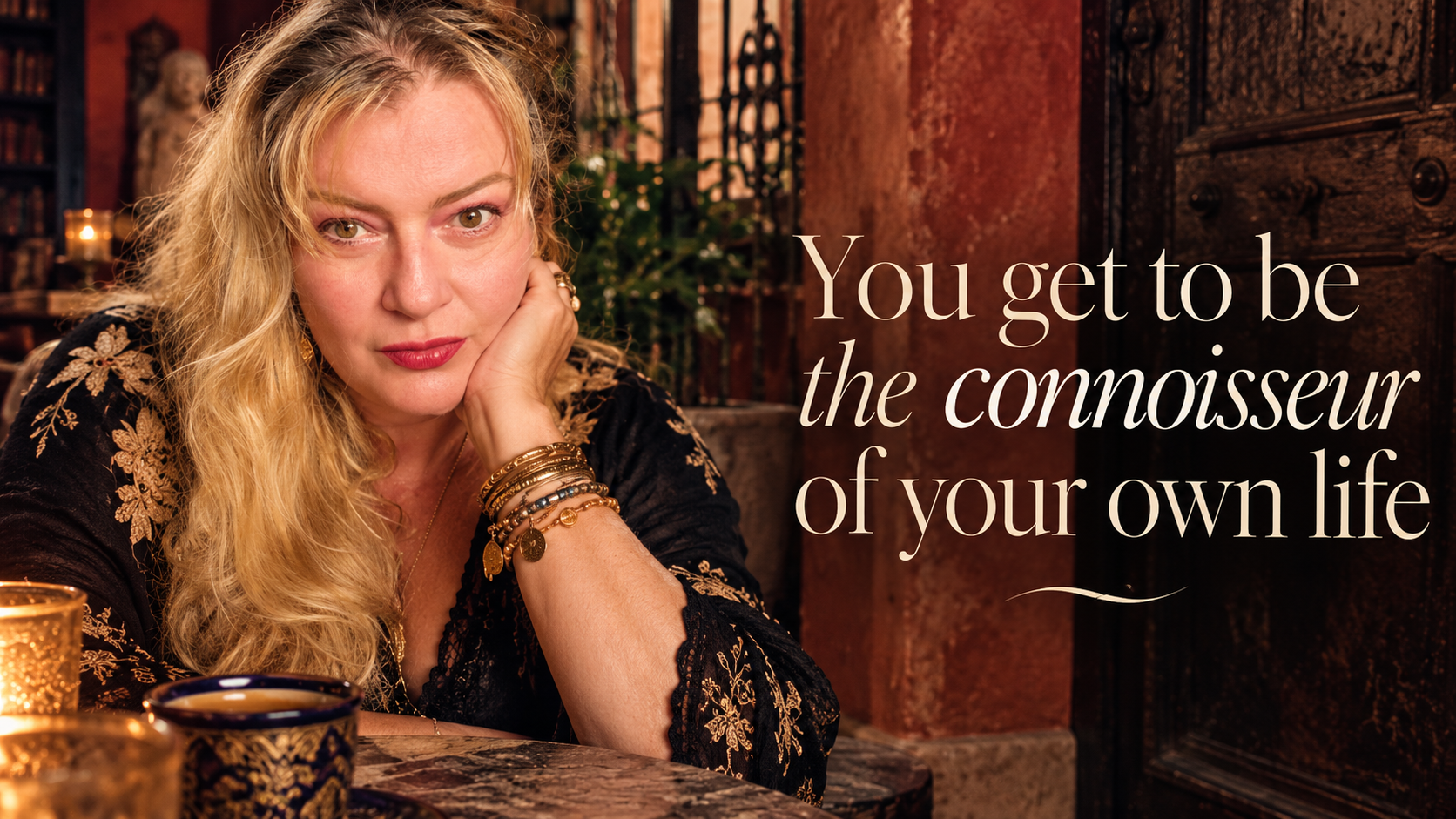 Editorial blog banner for “The Art of Being Difficult to Impress,” featuring Lisa Hayes, a mature bl