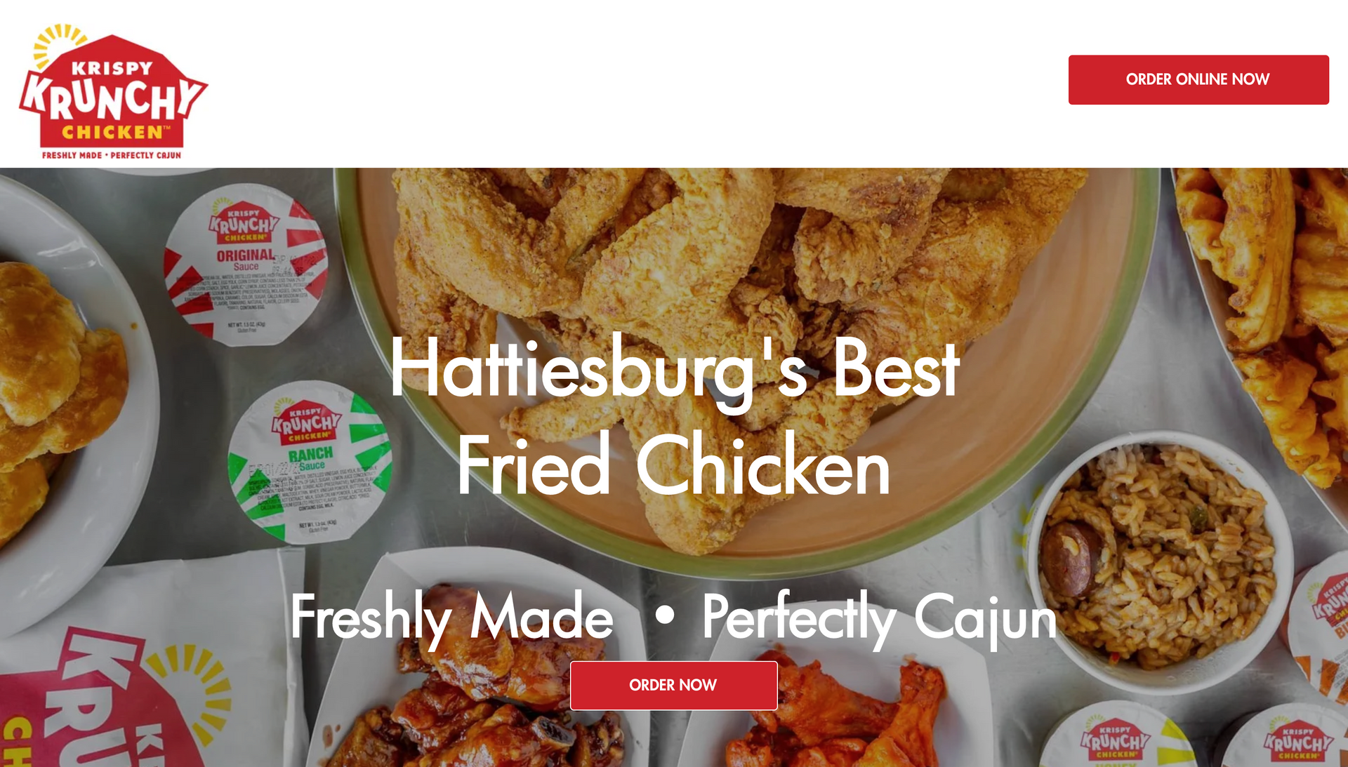 A screenshot of the website for Hattiesburg's Best Fried Chicken.