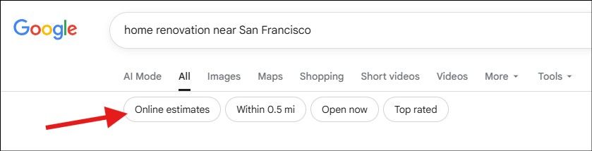 Google search for 