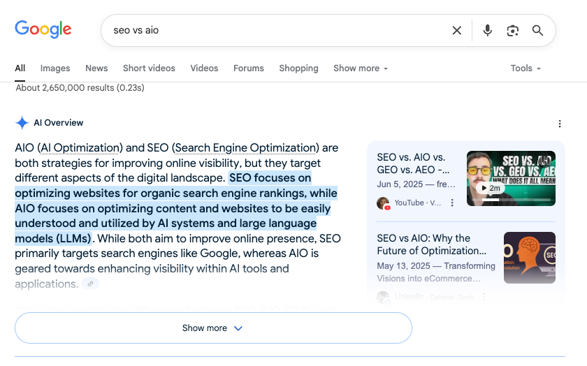 Google search results for 