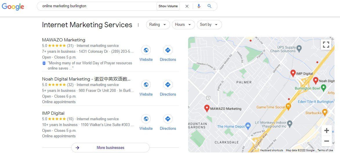 Google y business profile with reviews