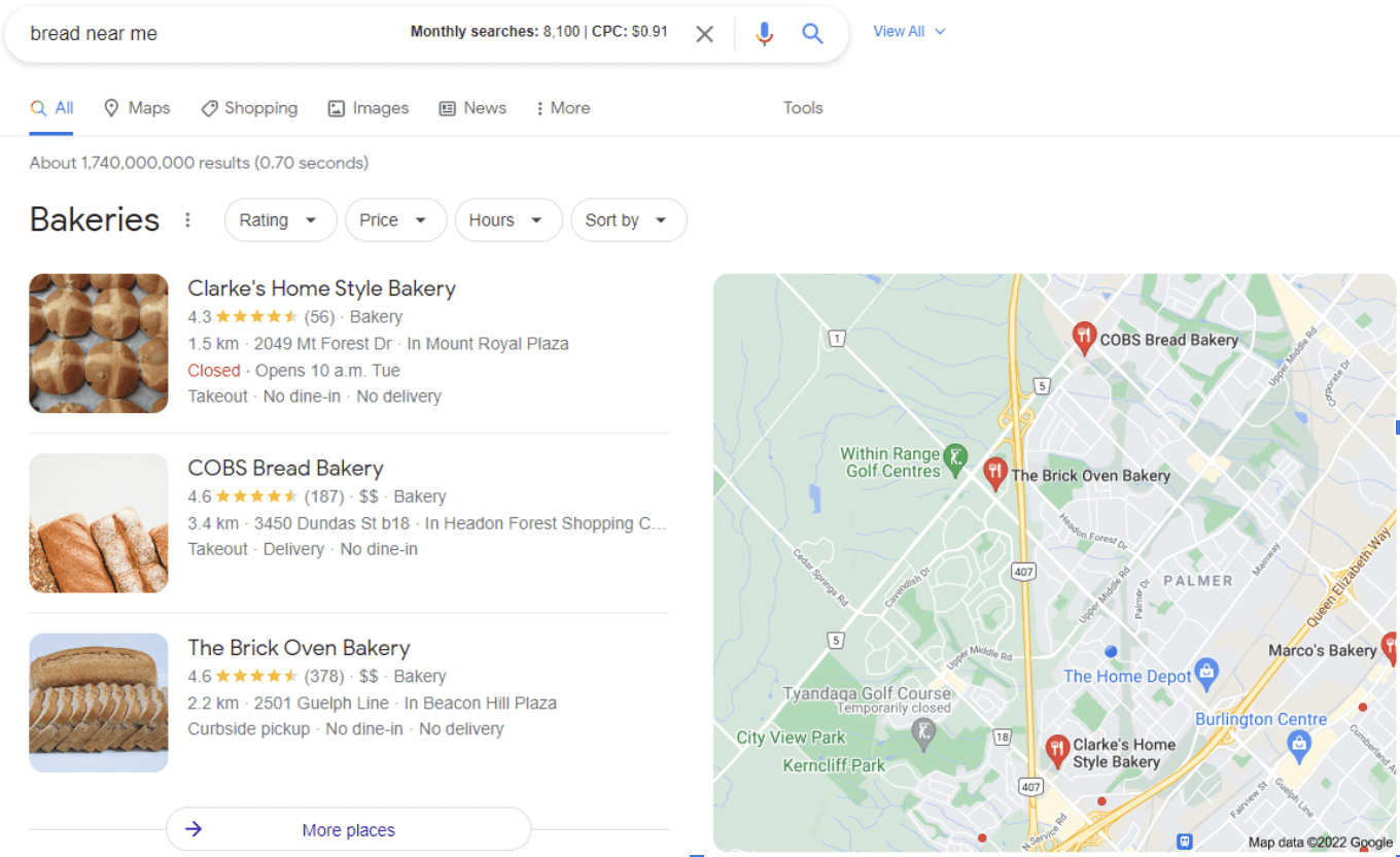 google search bread near me