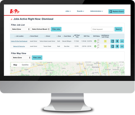 screenshot of ASP security services website