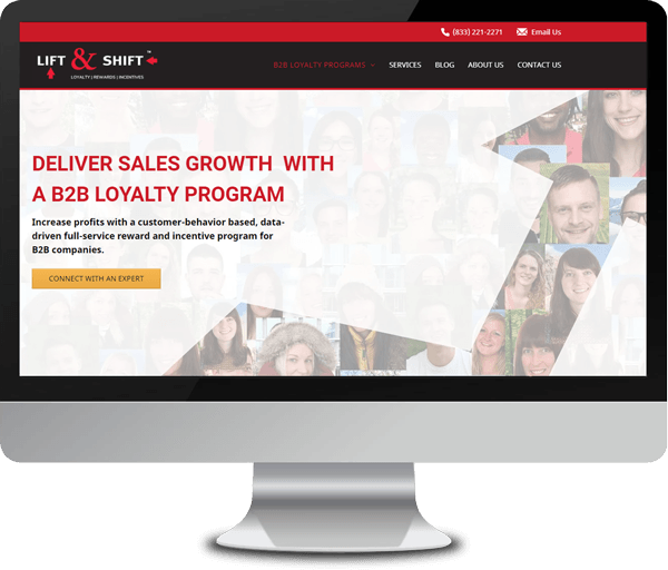 Lift & Shift website on a monitor