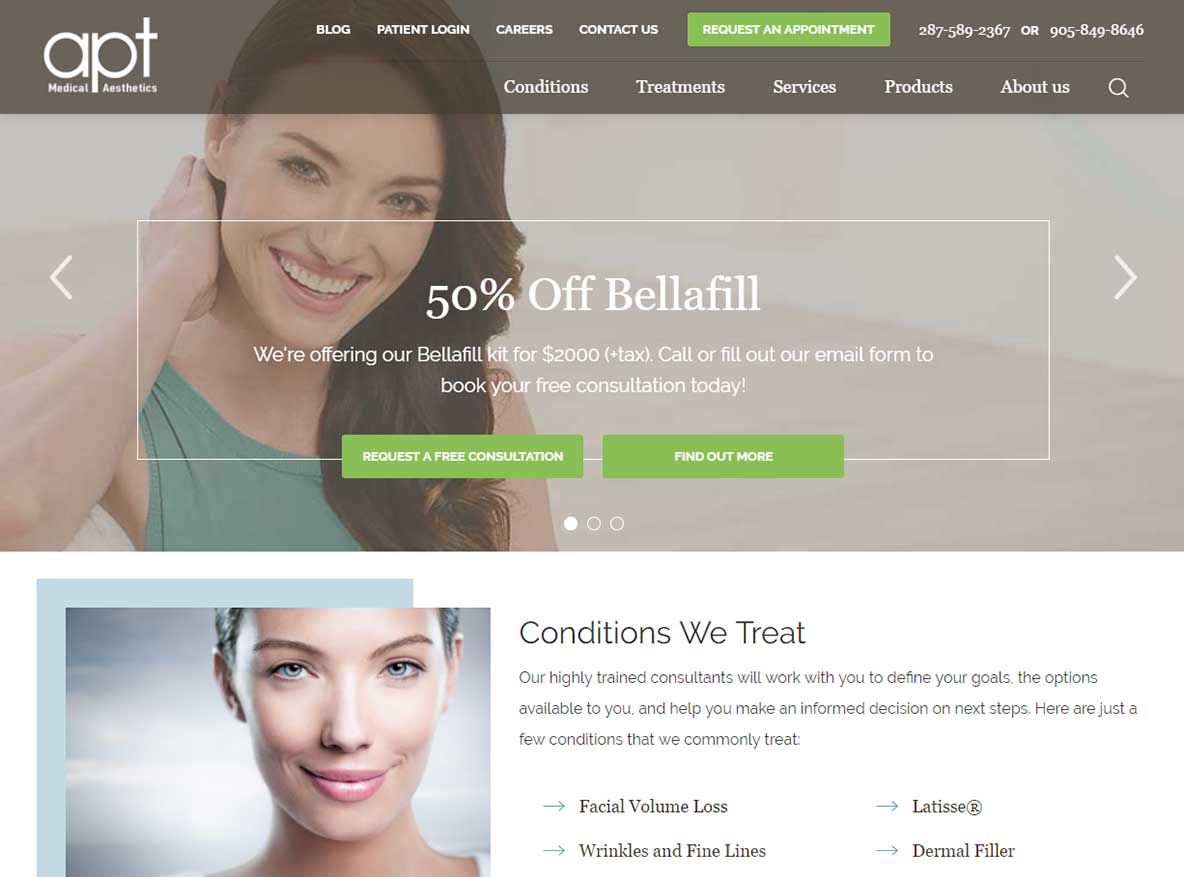 APT Medical Aesthetics built in Kentico