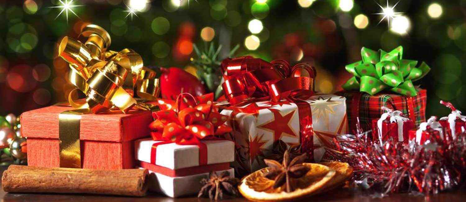 Christmas gifts on a table