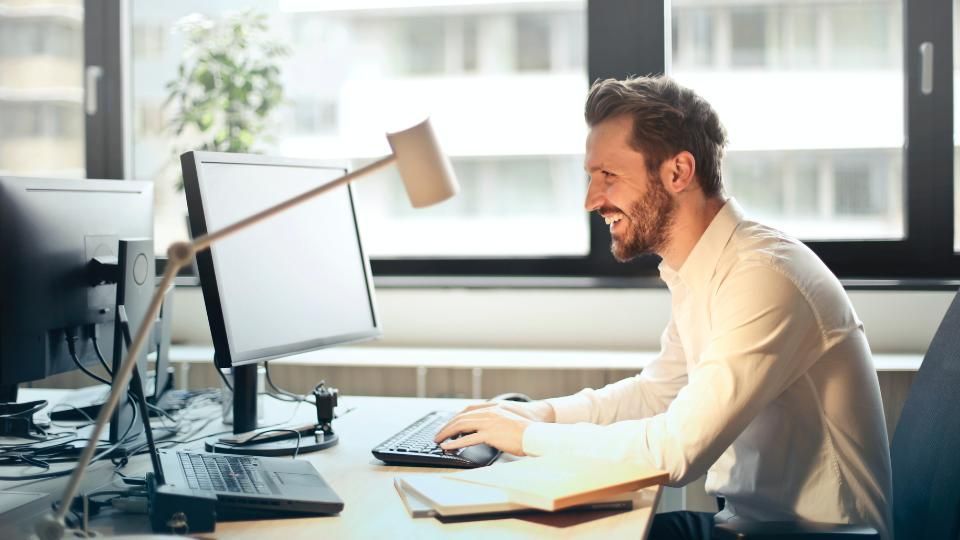a man working on his computer