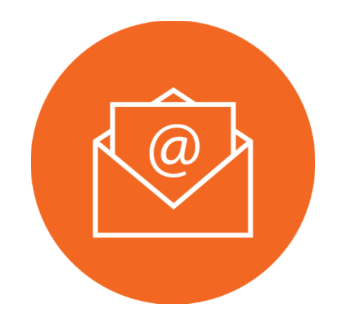 A line drawing of an envelope with an email address inside of it.