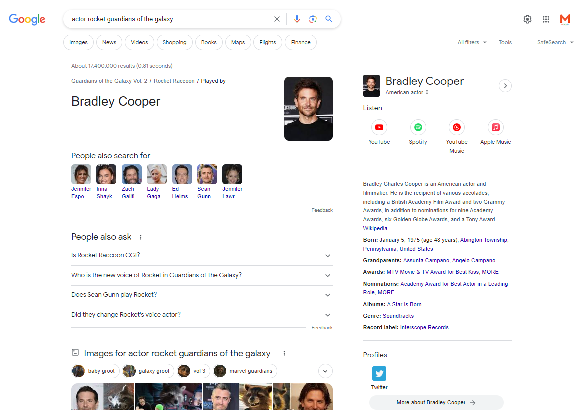 Google search results show answers to questions before clicking to source website