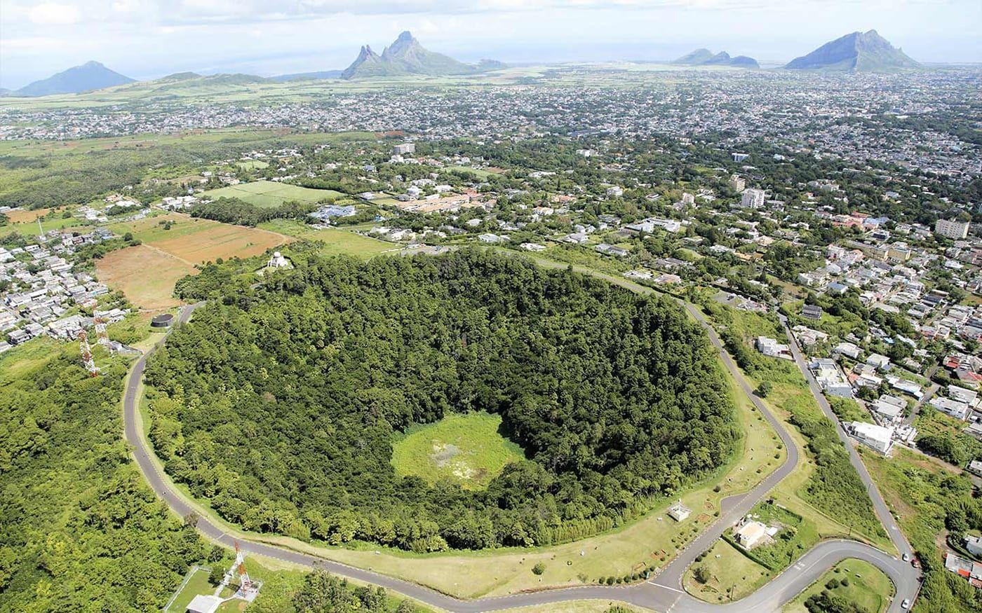 Green hills and sugar cane fields on a private island tour of southern Mauritius